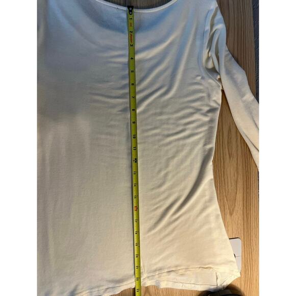 La Vayna Cream Beaded Jeweled Flattering Scooped Round Neck Sweater Blouse PL - Picture 8 of 8